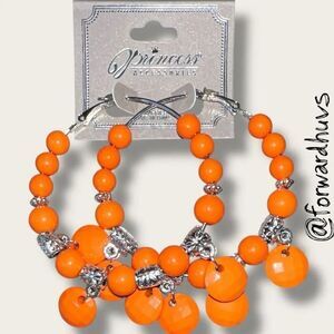 Bundle Sale 3 for $15 | Princess Accessories Orange Hoop Earrings – Faceted Bead